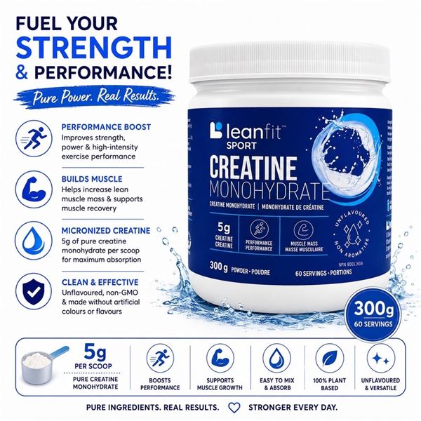LEANFIT SPORT CREATINE MONOHYDRATE 300G BB 08/27