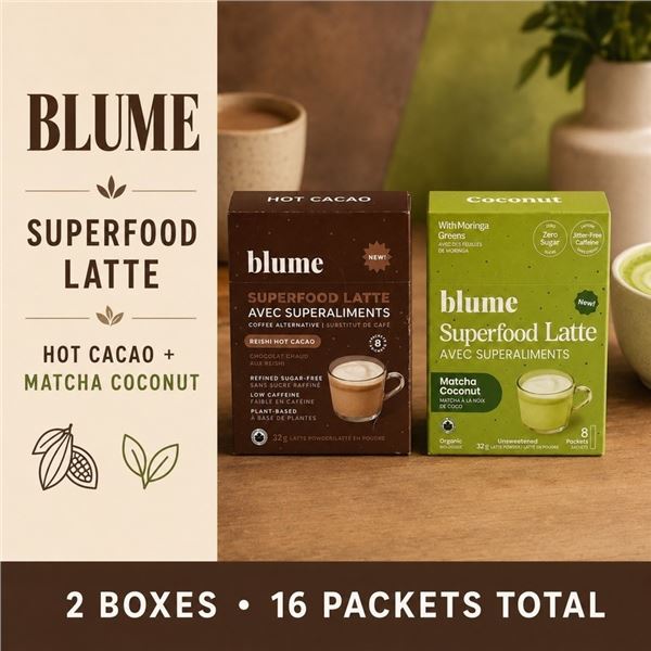 2 BLUME SUPERFOOD LATTE VARIETY 16 PACKETS 05/27