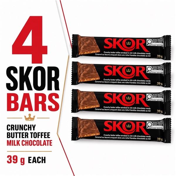 4 SKOR CHOCOLATE TOFFEE BARS 39G BB 10/26
