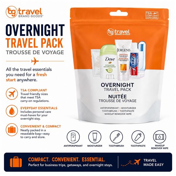 TRAVEL OVERNIGHT KIT DOVE JERGENS TSA COMPLIANT