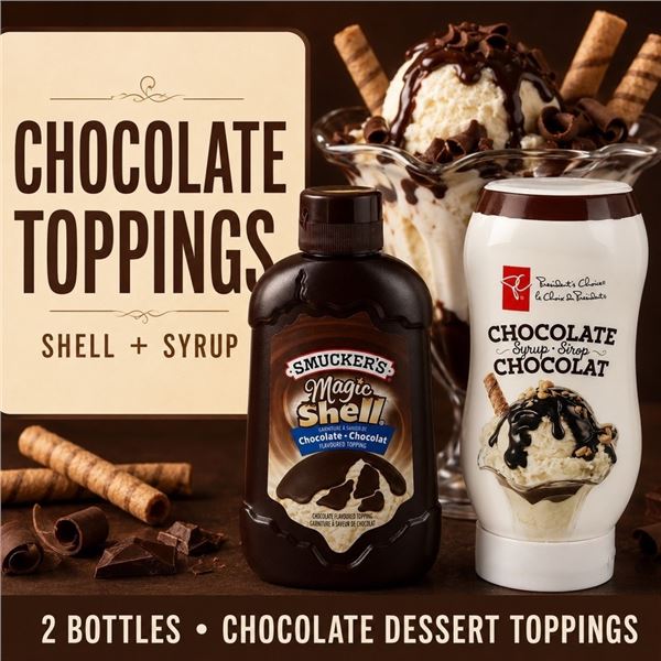 2 CHOCOLATE ICE CREAM TOPPINGS BB 12/26