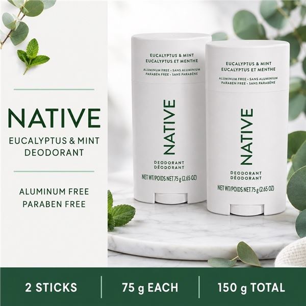 2 NATIVE EUCALYPTUS & MINT DEODORANT 75G