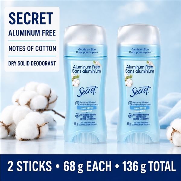 2 SECRET ALUMINUM FREE COTTON DEODORANT 68G