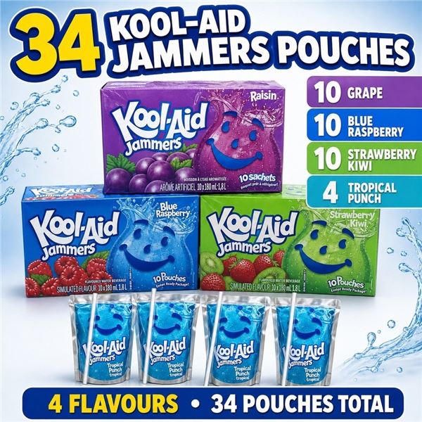 34 KOOL-AID JAMMERS POUCHES 4 FLAVOURS BB 2026/27