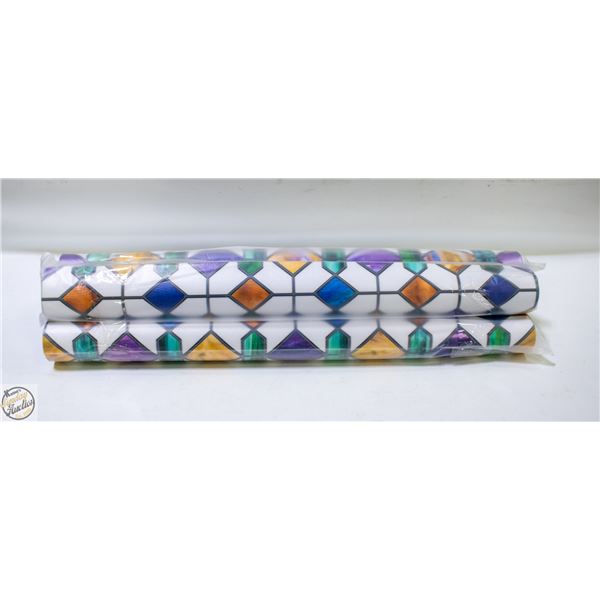 BRAND NEW 4PK OF STAINED GLASS PRINT WINDOW FILM