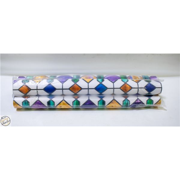 BRAND NEW 4PK OF STAINED GLASS PRINT WINDOW FILM