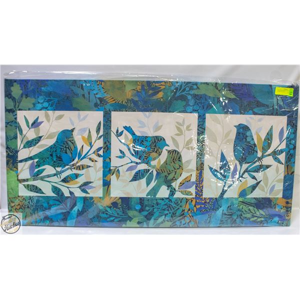 NEW CANVAS WALL ART BIRDS IN FRAMES OF BLUE