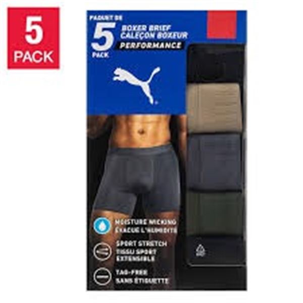NEW 5 PACK PUMA MEN'S BOXER BRIEF SIZE M