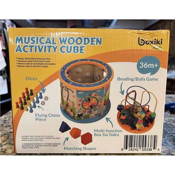 BRAND NEW BOXIKI 8IN1MUSICAL WOODEN ACTIVITY CUBE