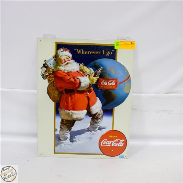 DRINK COCA-COLA WHEREVER I GO TIN PLATE 12" X 16"