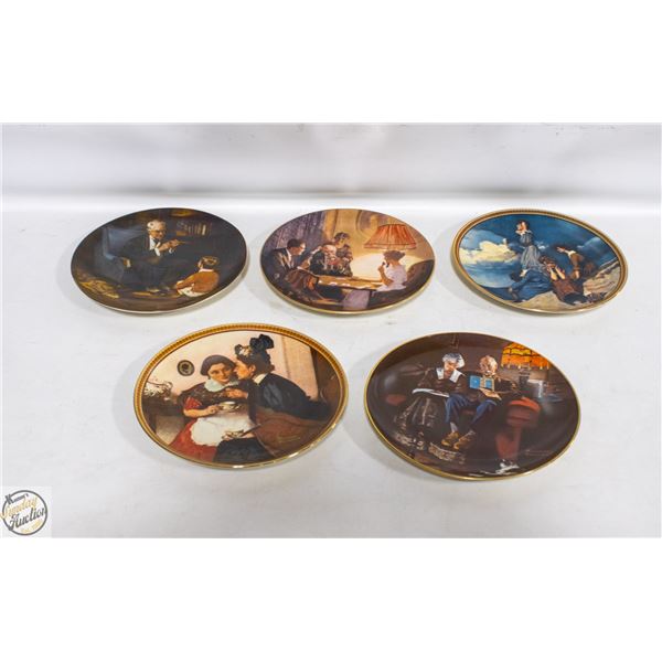 5 VINTAGE COLLECTOR PLATES NORMAN ROCKWELL CHINA