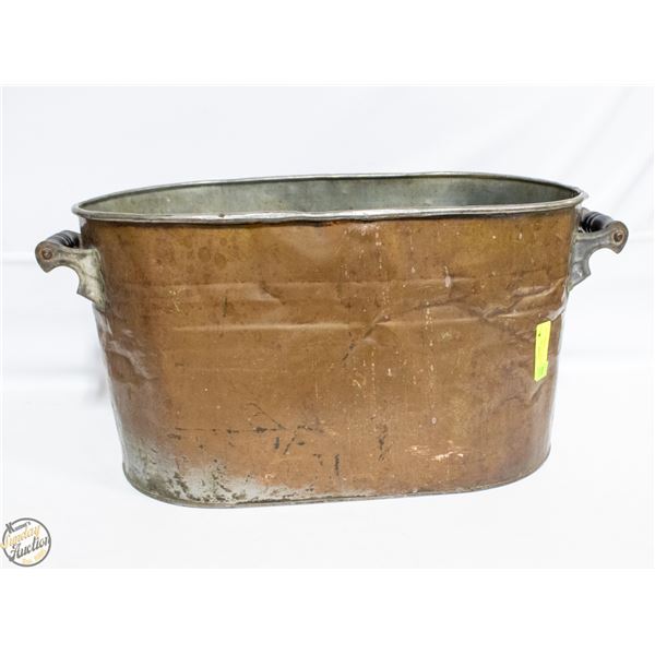 ESTATE ANTIQUE DOUBLE HANDLED COPPER BOILER