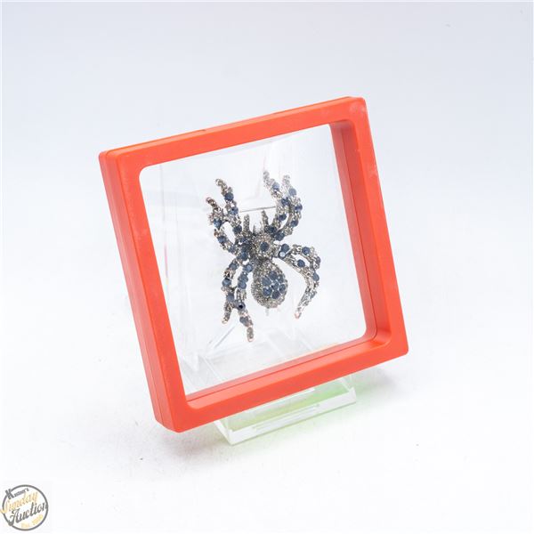 NEW SPIDER BROOCH NAVY GEMSTONES ACCENTS,