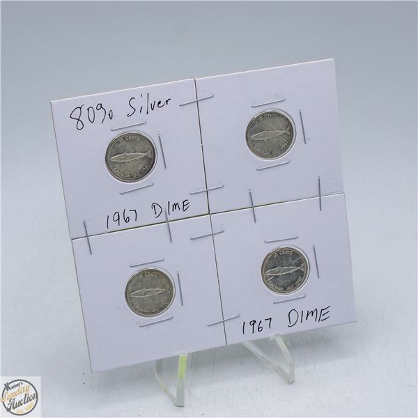#5209- 4 COINS X 80 % 1867-1967 SILVER COIN QUEEN