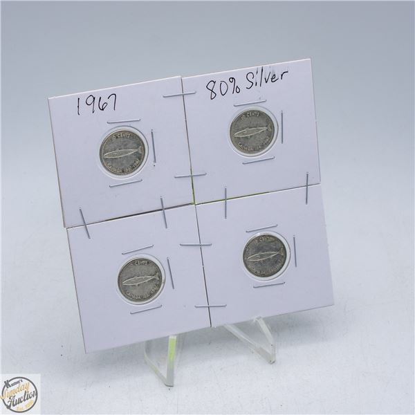 #5208- 4 COINS X 80 % 1867-1967 SILVER COIN QUEEN
