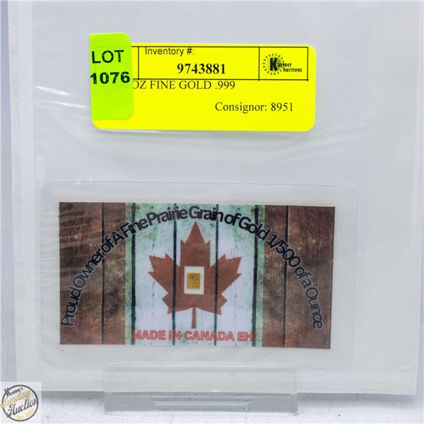 1/500 OZ FINE GOLD .999