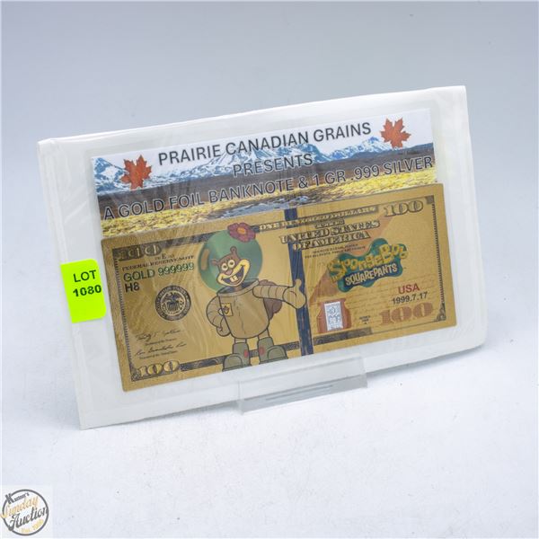 GOLD FOIL & 1 GRAIN .999 SILVER SPONGE BOB