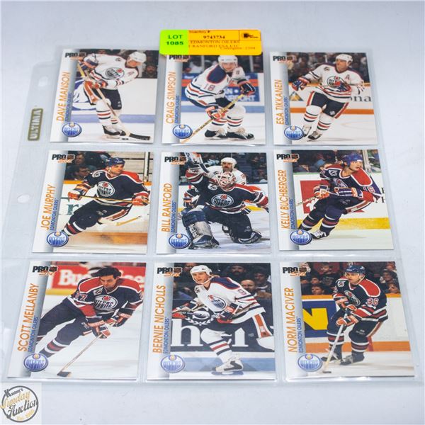 9 X 1992 EDMONTON OILERS PRO-SET RANFORD ESA ETC