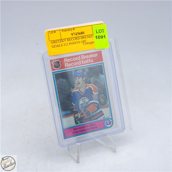 GRETZKY RECORD BREAKER 92 GOALS 212 POINTS OPC