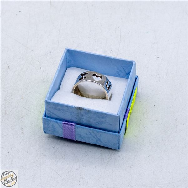 VTG STERLING SILVER I HEART YOU RING SIZE 7