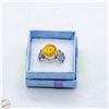 Image 1 : VINTAGE STERLING SILVER & AMBER RING SZ 9.5