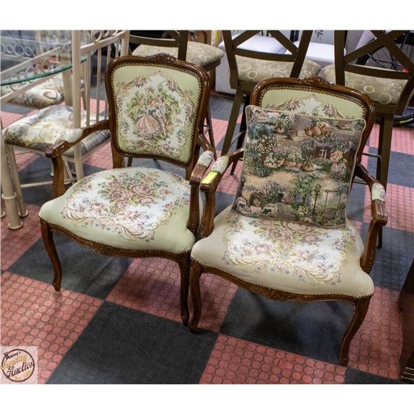 PAIR OF PETIT POINT/CROSS STITCH VICTORIAN