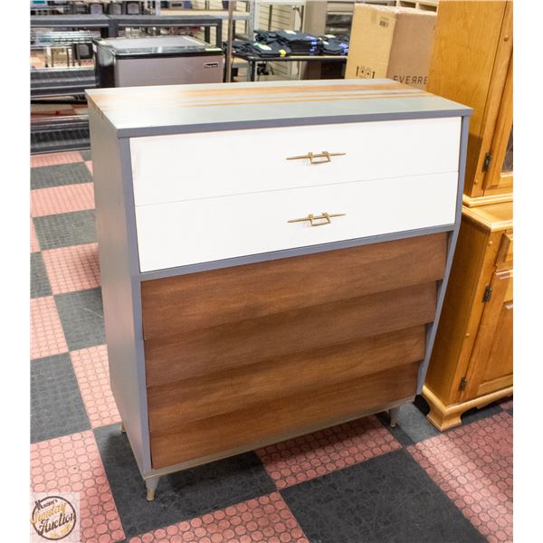 6 DRAWER VINTAGE DRESSER WITH BRASS PULLS