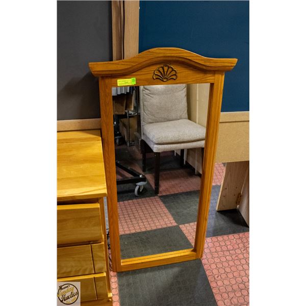 VINTAGE FRAMED WOOD WALL MIRROR- 46" X 21"