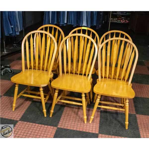 EZTIA OAK ARROWBACK DINING CHAIRS- SET OF 6