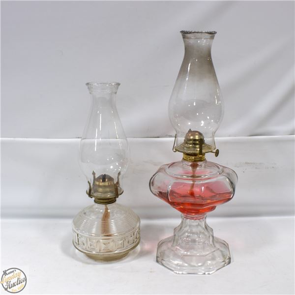 2 LARGE VINTAGE OIL LAMPS