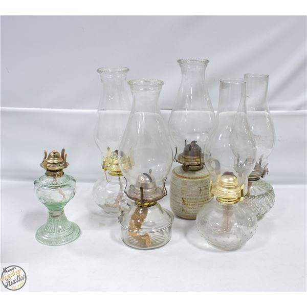 6 VINTAGE OIL LAMPS