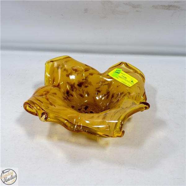 VINTAGE AMBER GLASS PEDESTAL CANDY DISH