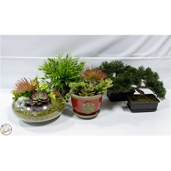 FLAT OF ARTIFICIAL PLANTS INC 2 BONSAI TREES