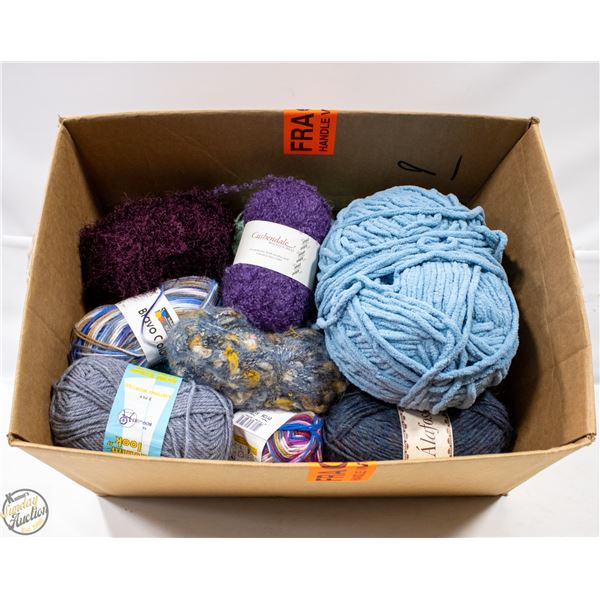 BOX OF YARN AND WOOL
