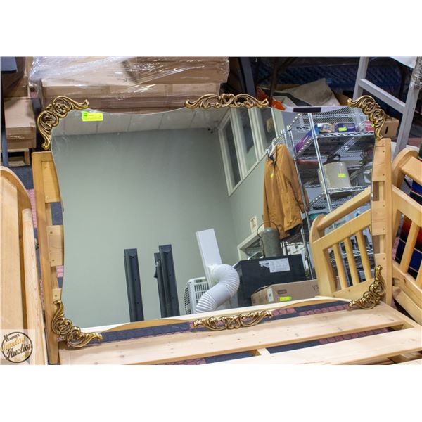 VINTAGE ORNATE METAL WALL MIRROR- 51" X 33"
