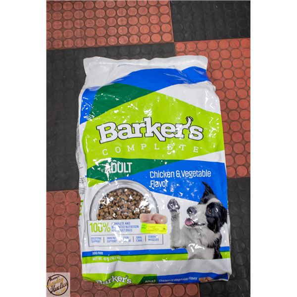 40LB BARKER'S ADULT DOG FOOD CHICKEN