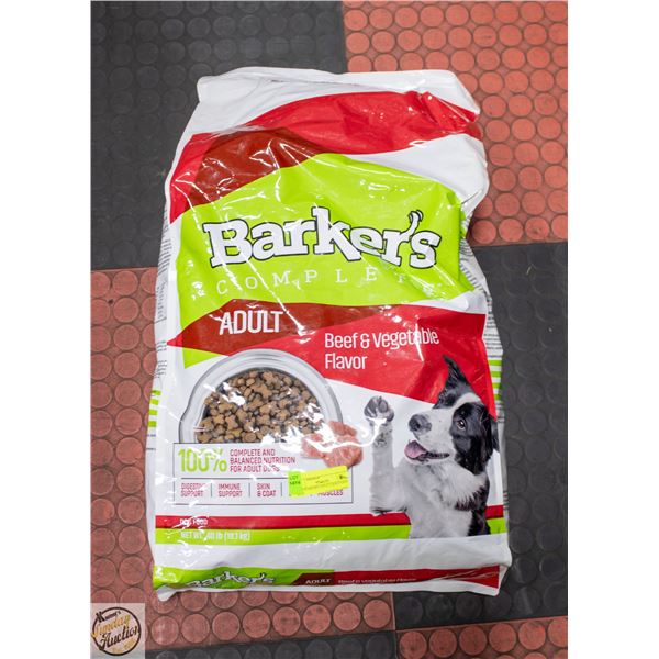 40LB BARKER'S ADULT DOG FOOD BEEF