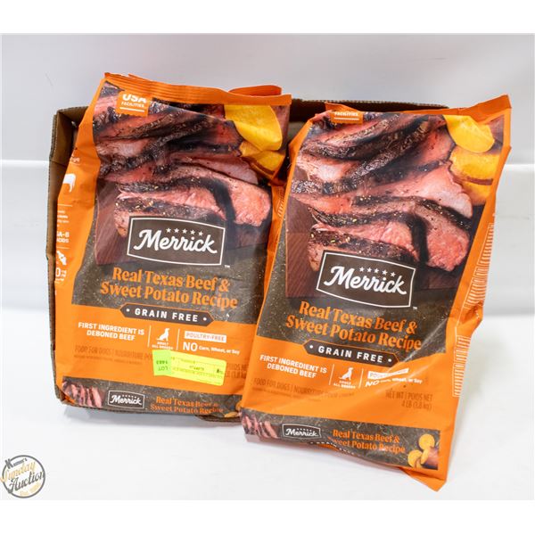 2 X 4LB MERRICK ADULT DOG FOOD BEEF