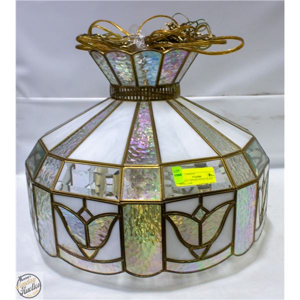 VINTAGE TIFFANY STYLE GLASS SWAG LAMP *NEEDS TLC*