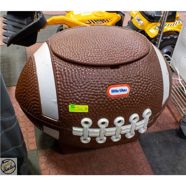 LITTLE TIKES FOOTBALL TOY BOX (HAS SOME CRACKS)