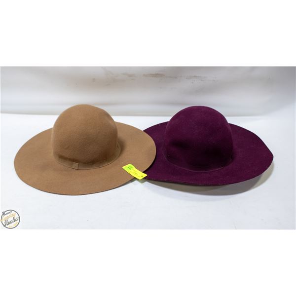 PAIR OF ESTATE LADIES WOOL HATS 1 BEIGE +