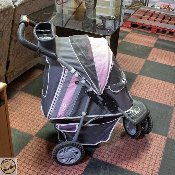 PETZIP FOLDING PET STROLLER PINK & GREY