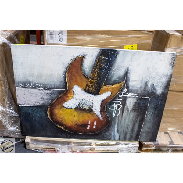 LARGE TEXTURED CANVAS GUITAR THEMED 47" X 31.5"