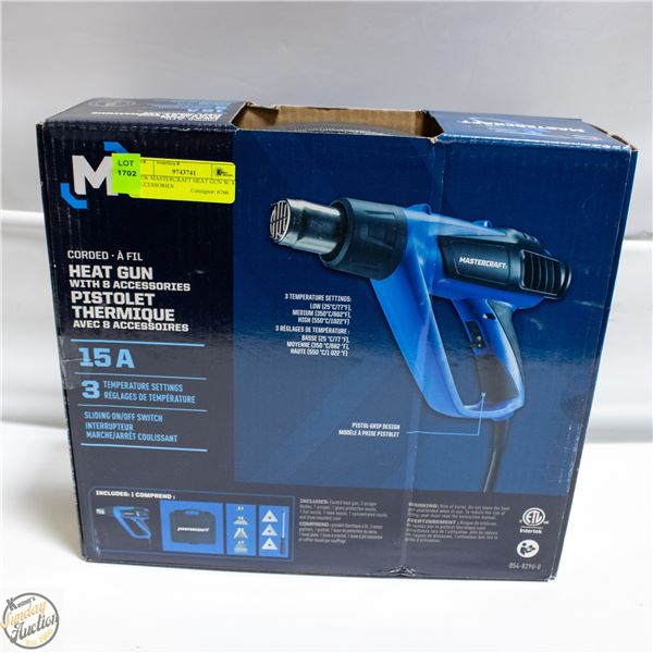 NEW MASTERCRAFT HEAT GUN W/ 8 ACCESSORIES