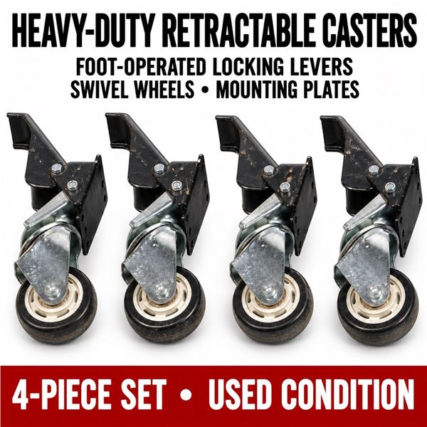 4 HEAVY-DUTY RETRACTABLE LOCKING CASTERS