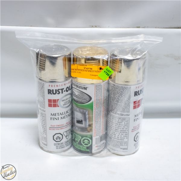 3PK RUSTOLEUM SPRAY PAINT CANS 312G