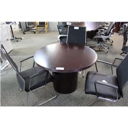 Mahogany Round Conference Table - Able Auctions