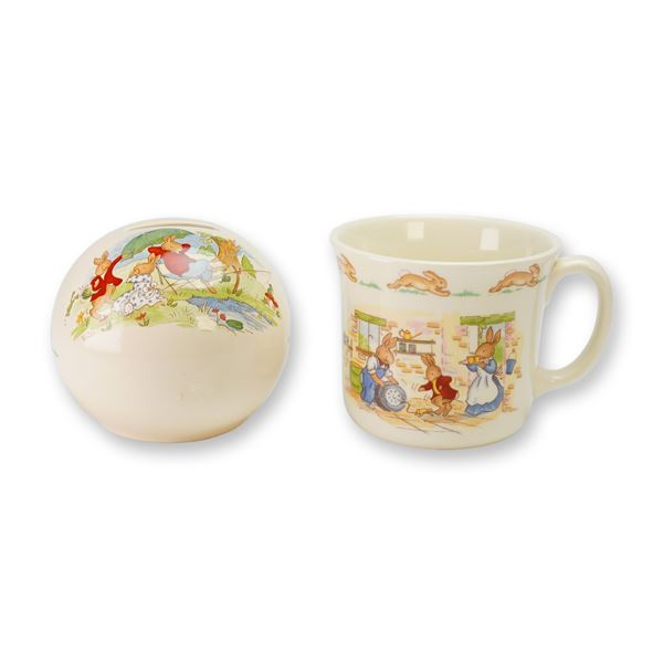 2pc Royal Doulton Bunnykins Bone China Money Ball & Mug