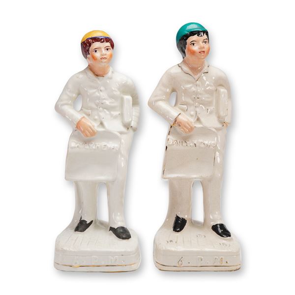 2pc Antique Staffordshire Sculptures , Daily News 6PM