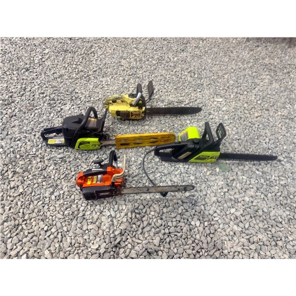 Lot of 4 Chainsaws: Poulan (Gas & Electric), Echo 280E, Skil Saw